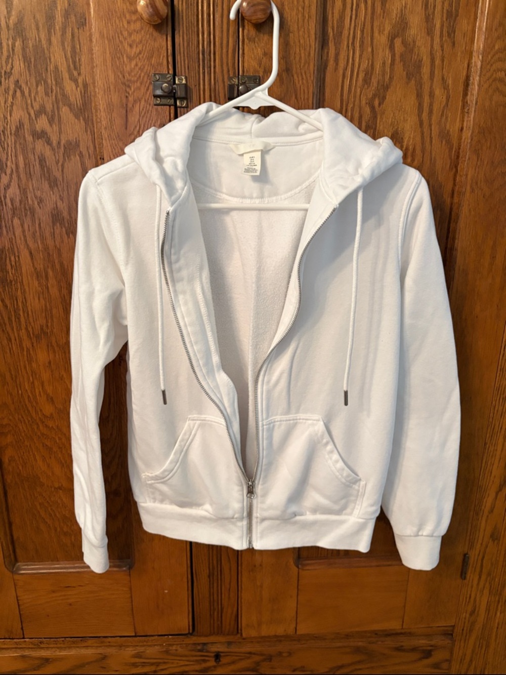H&M White Casual Hoodie Jacket